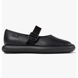 Camper Black Leather Flats with Buckle